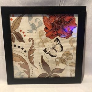 Vtg botanical flower butterfly wall art decor